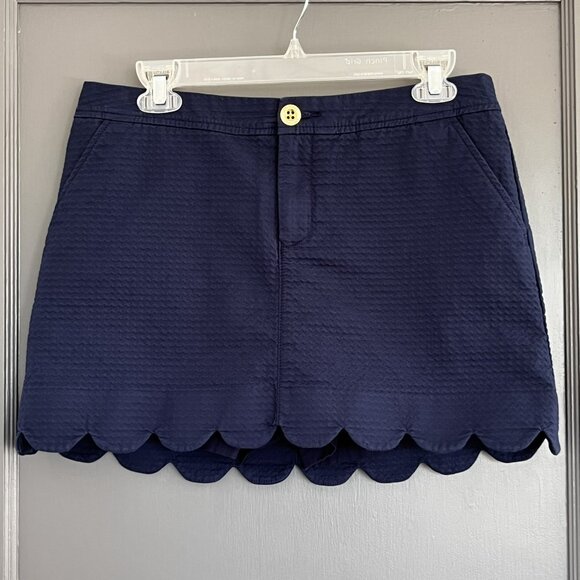 Lilly Pulitzer Colette Skort Navy Scalloped Edge Textured Size 6 Skirt Active - Picture 1 of 13